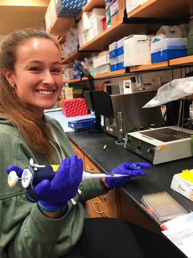 Grace Maley, a 2019-2020 RAP student in Dr. Candice Brown’s lab at the West Virginia University School of Medicine, performs an AP Activity Assay.