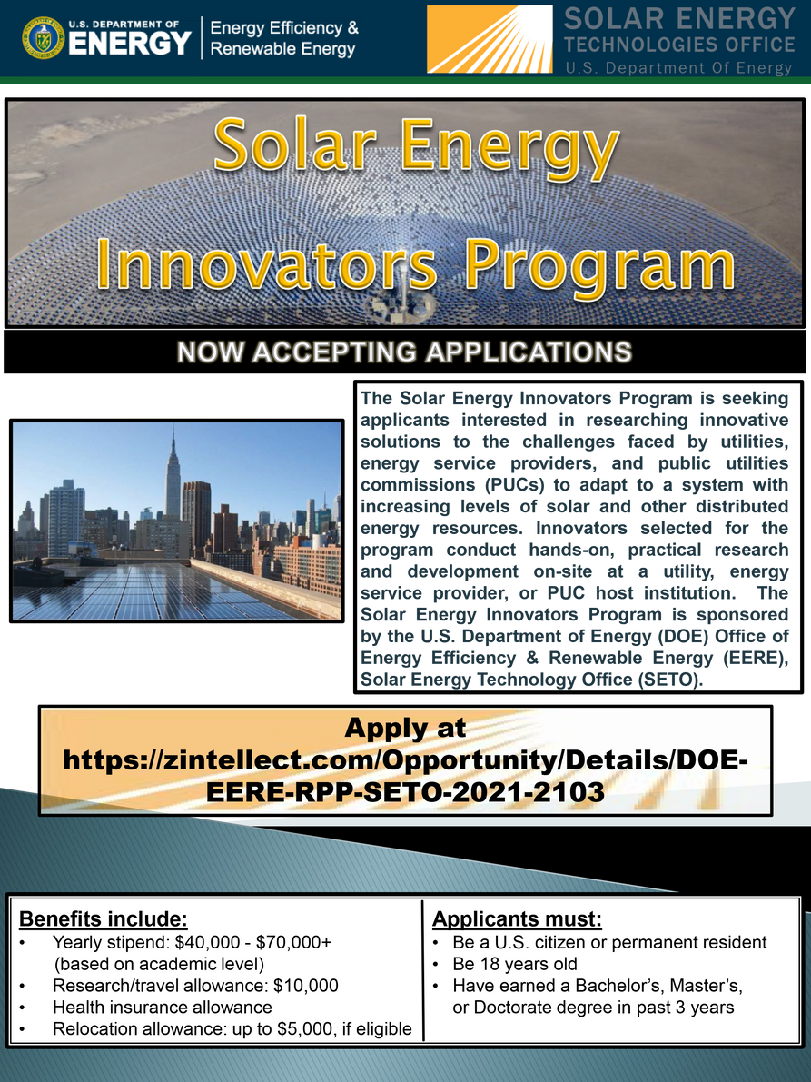 Solar Energy Innovators Program Flyer